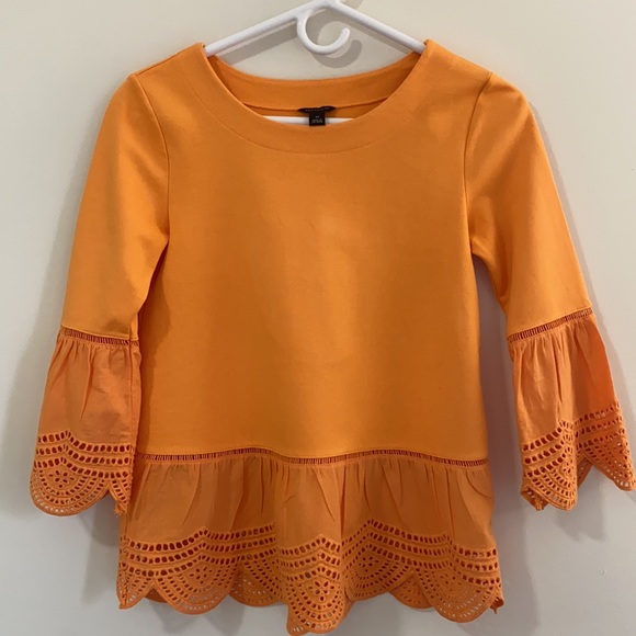 Ann Taylor Sorrento Orange Eyelet Hem Top - Picture 4 of 7